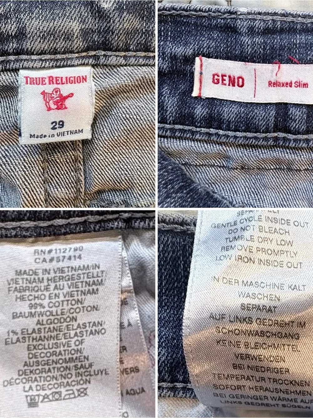 💥 True Religion Geno Relaxed Slim Jeans Men’s 29x30 Medium Wash Stretch Denim🧡